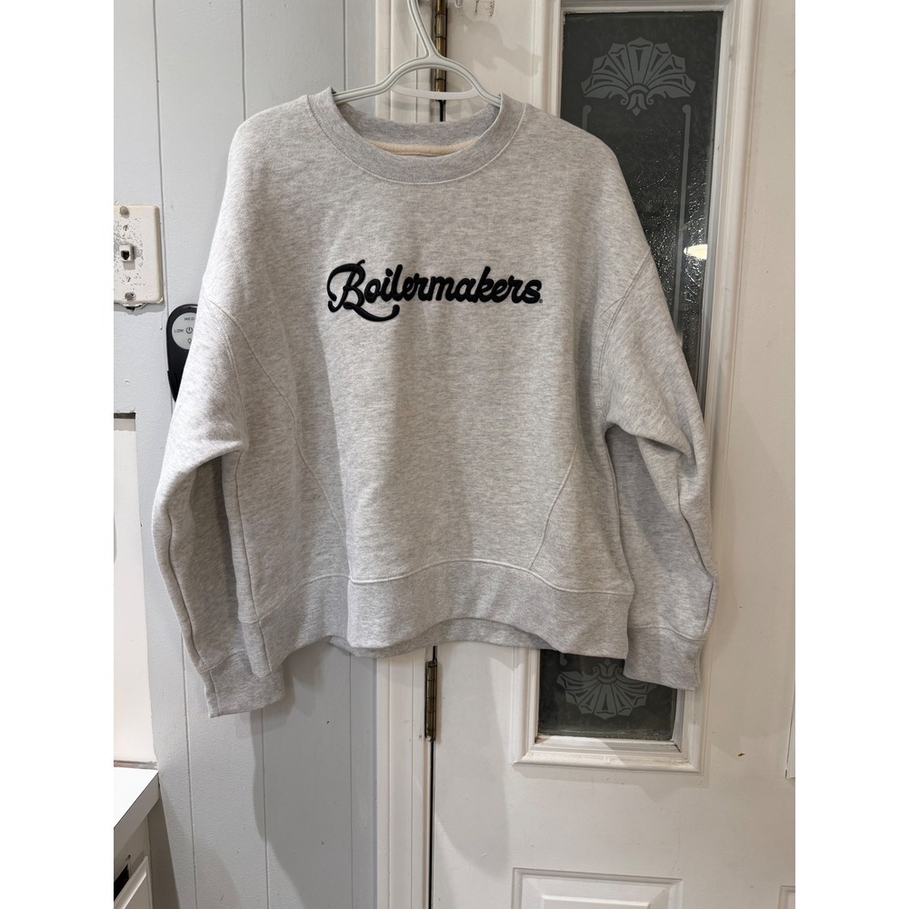 League 91 Purdue Boilermakers Heather Gray Script Sweatshirt Large